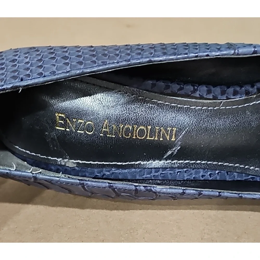 ENZO ANGIOLINI Smiles Platform Pumps Heels‎ Size 7.5 M Stiletto Snake Print Blue